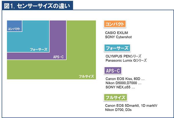 図1. センサーサイズの違い